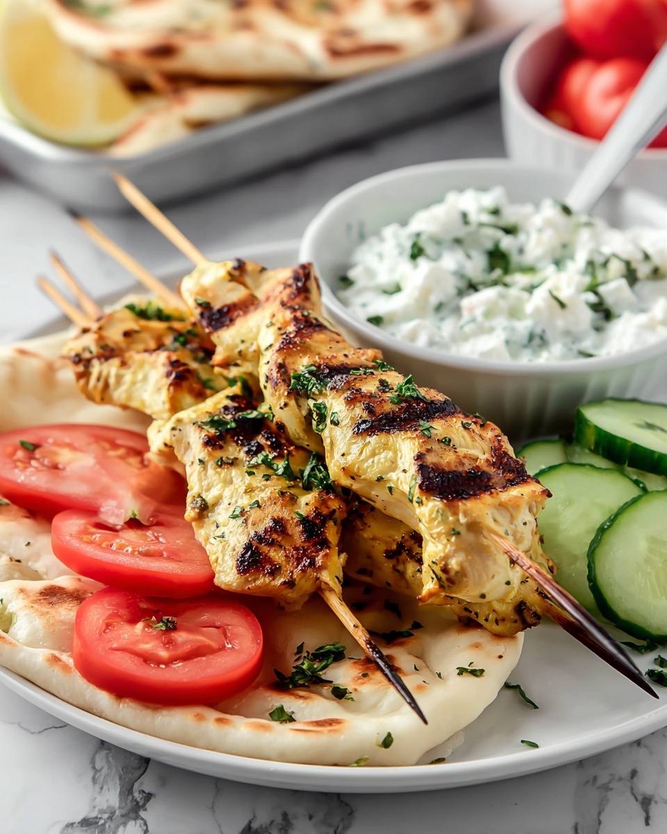 Grilled Chicken Souvlaki with Tzatziki Sauce Recipe - Recipe Image