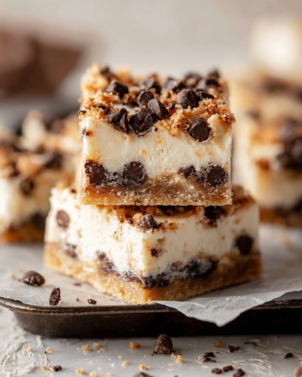 No-Bake Cookie Dough Cheesecake Bars Recipe - Recipe Image