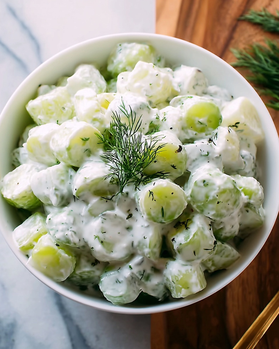 Refreshing and Tangy German Cucumber Salad with a Creamy Dressing Recipe - Recipe Image