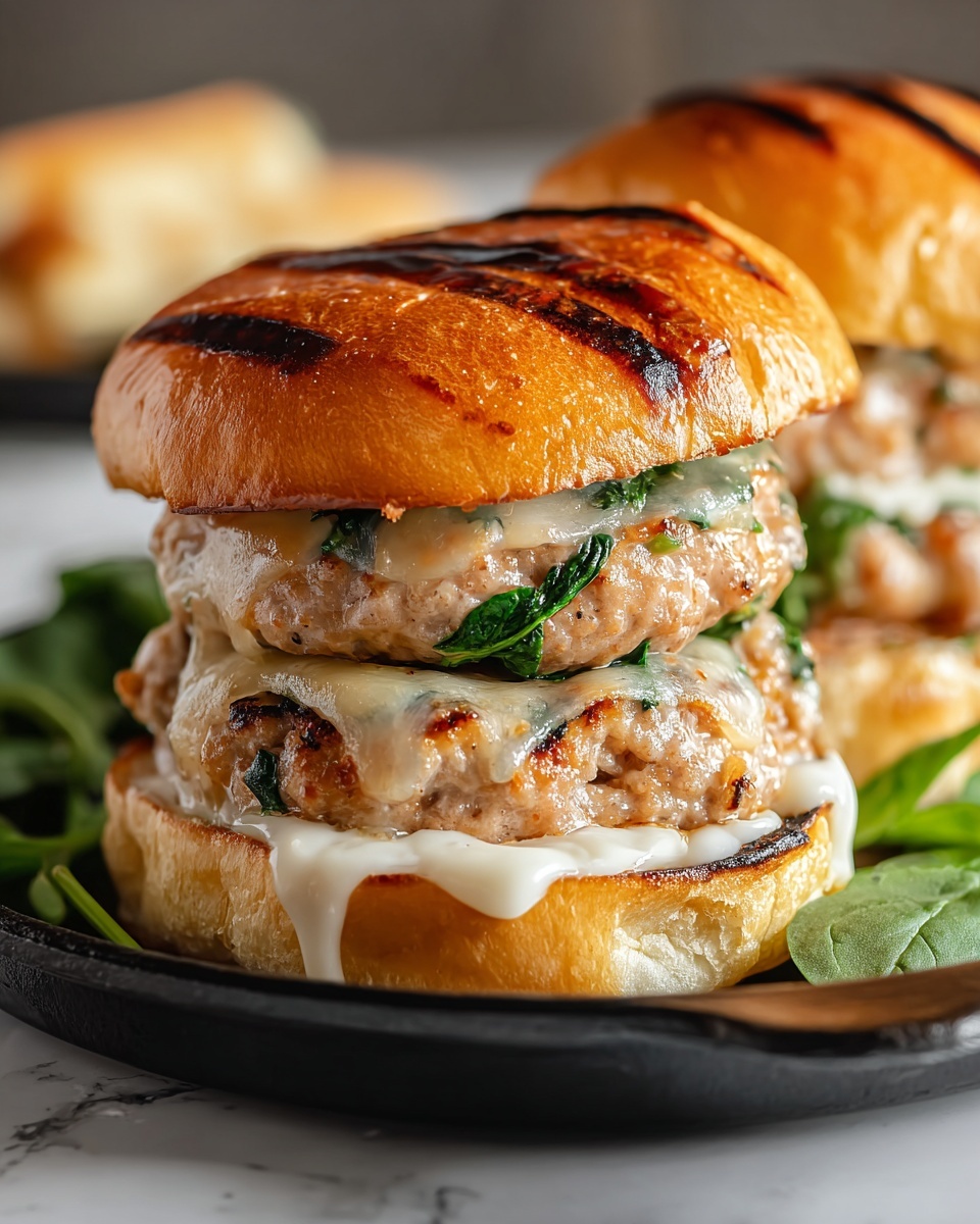 White Cheddar and Spinach Chicken Burgers Recipe - Recipe Image