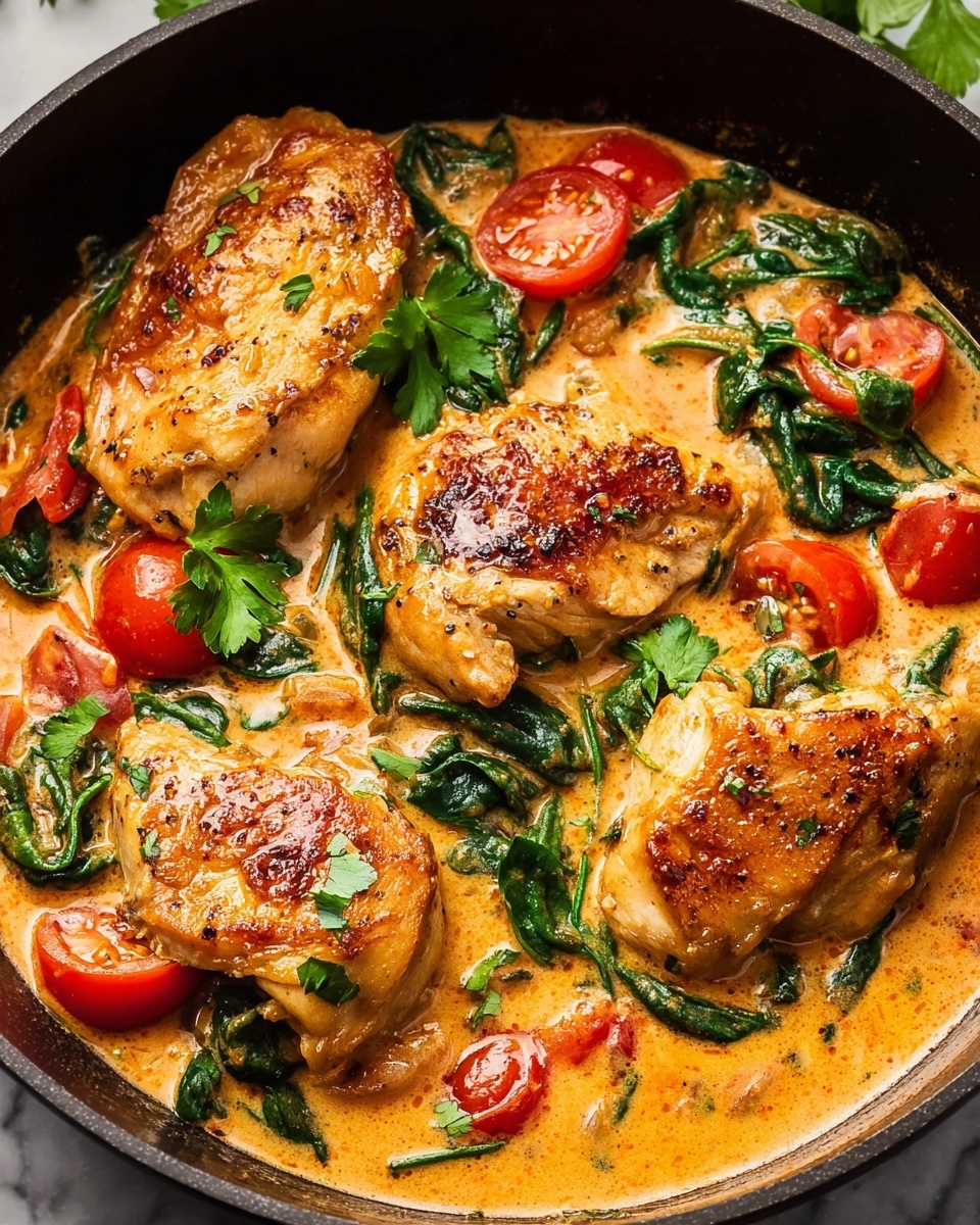 Creamy Chicken Coconut Curry with Tomatoes and Spinach Recipe - Recipe Image