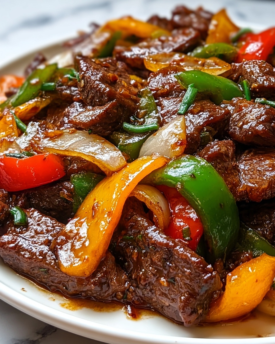 Stir-Fried Pepper Steak with Bell Peppers and Onions Recipe - Recipe Image