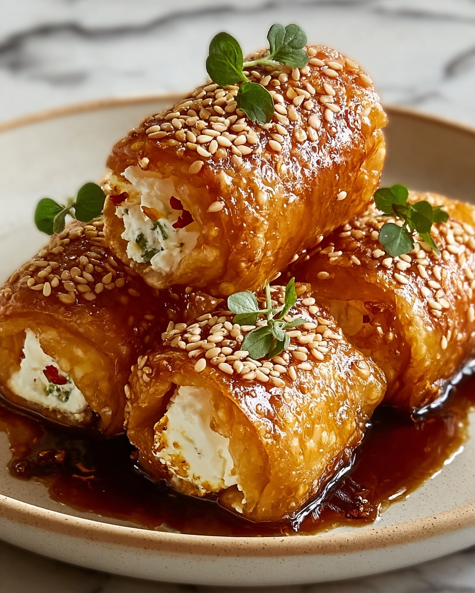 Oven Fried Feta Rolls with Chili Honey Recipe - Recipe Image