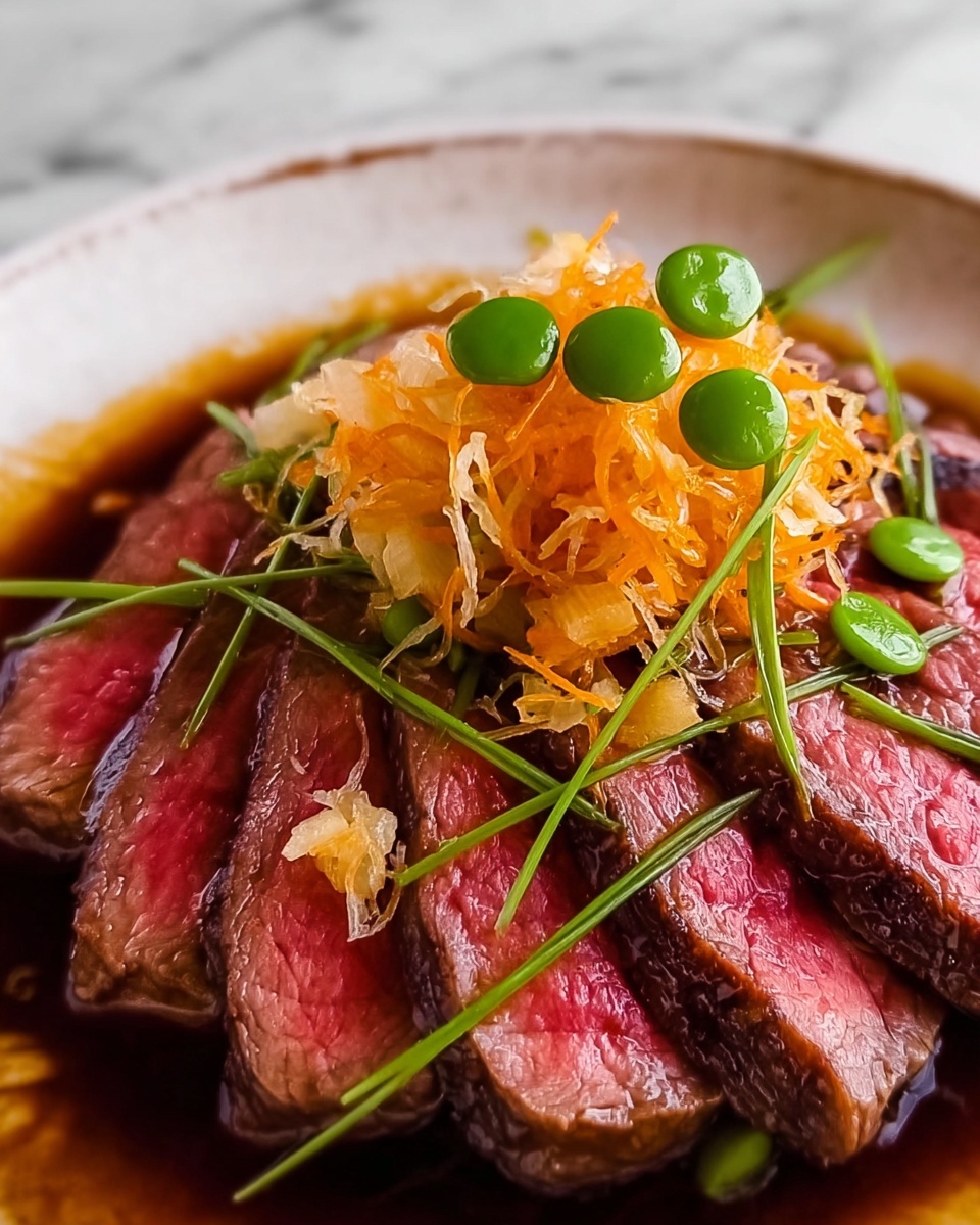 Beef Tataki with Zesty Yuzu Citrus and Crispy Potato Straws Recipe - Recipe Image