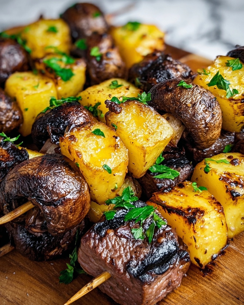 Grilled Steak, Potato, and Mushroom Kabobs Recipe - Recipe Image