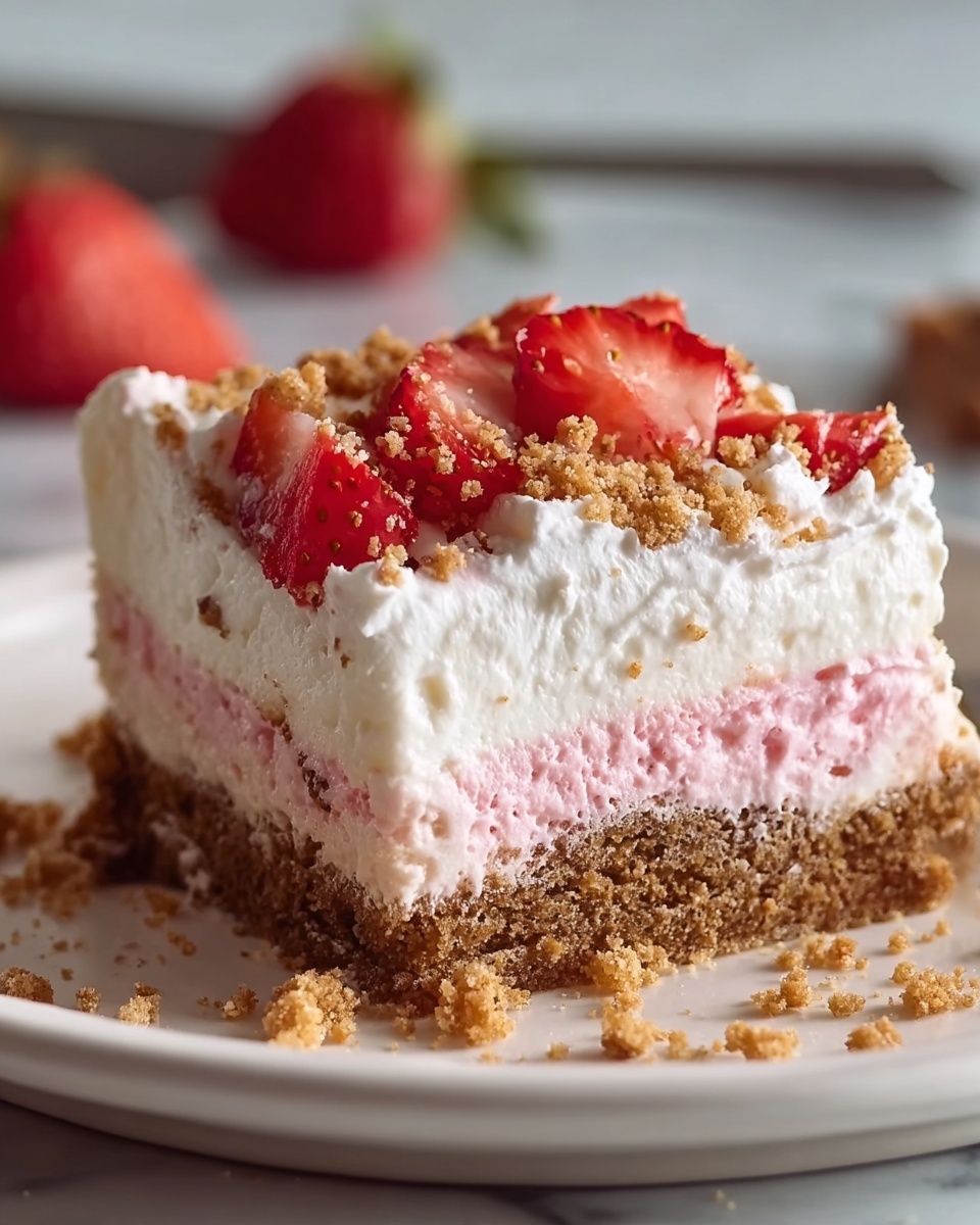 No-Bake Strawberry Crunch Cheesecake Recipe - Recipe Image