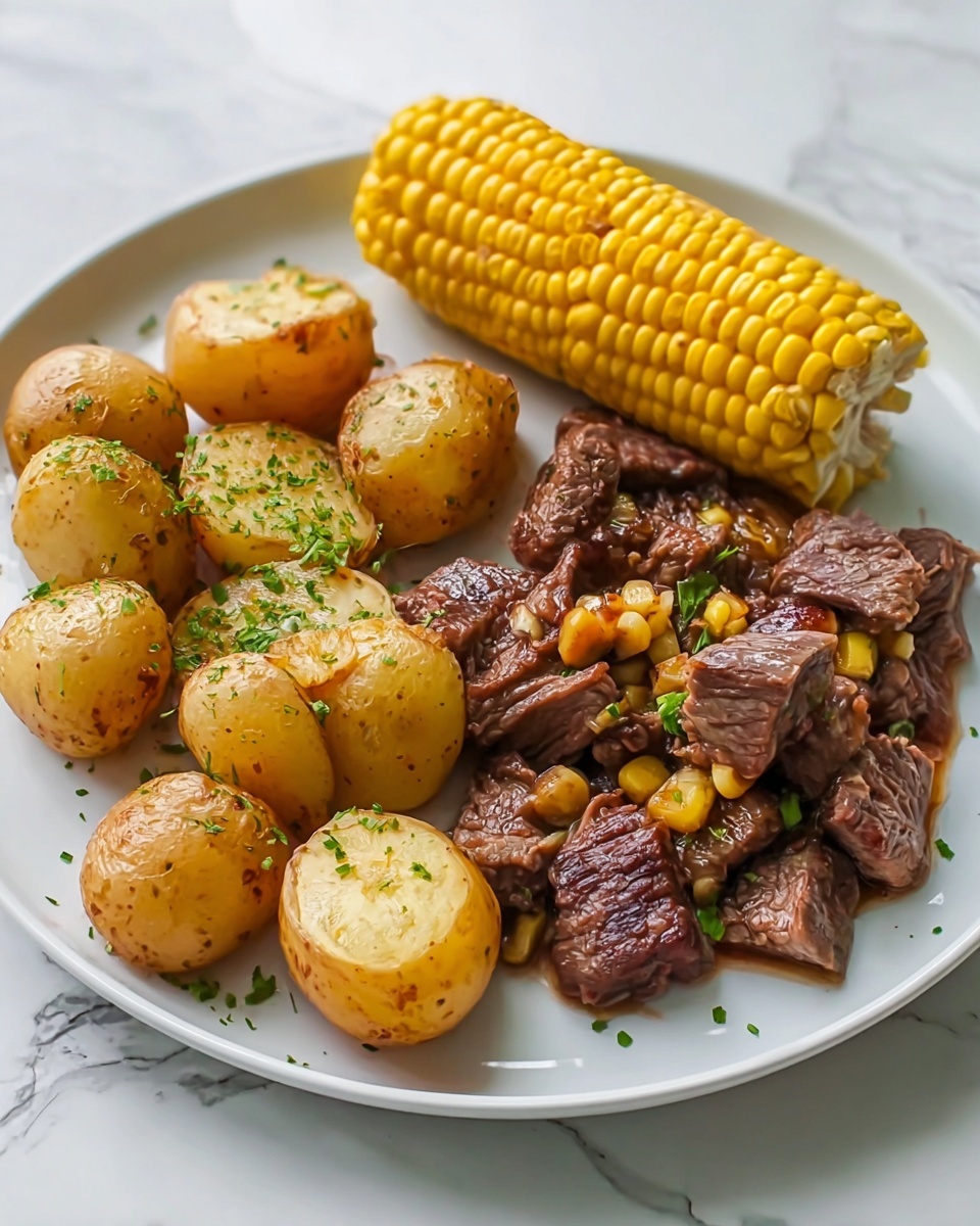 Slow Cooker Steak, Potatoes, and Corn Recipe - Recipe Image