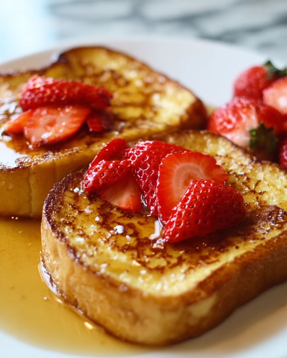Creamy Strawberry Cheesecake Stuffed French Toast Recipe - Recipe Image