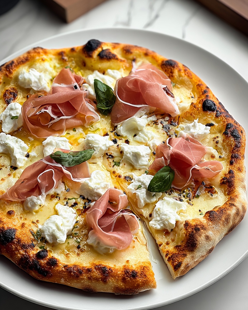 White Pizza with Prosciutto & Hot Honey Recipe - Recipe Image