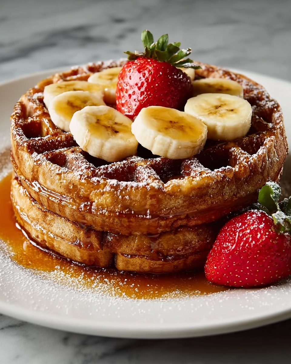 Caramelized Coconut Banana Bread Waffle French Toast Recipe - Recipe Image