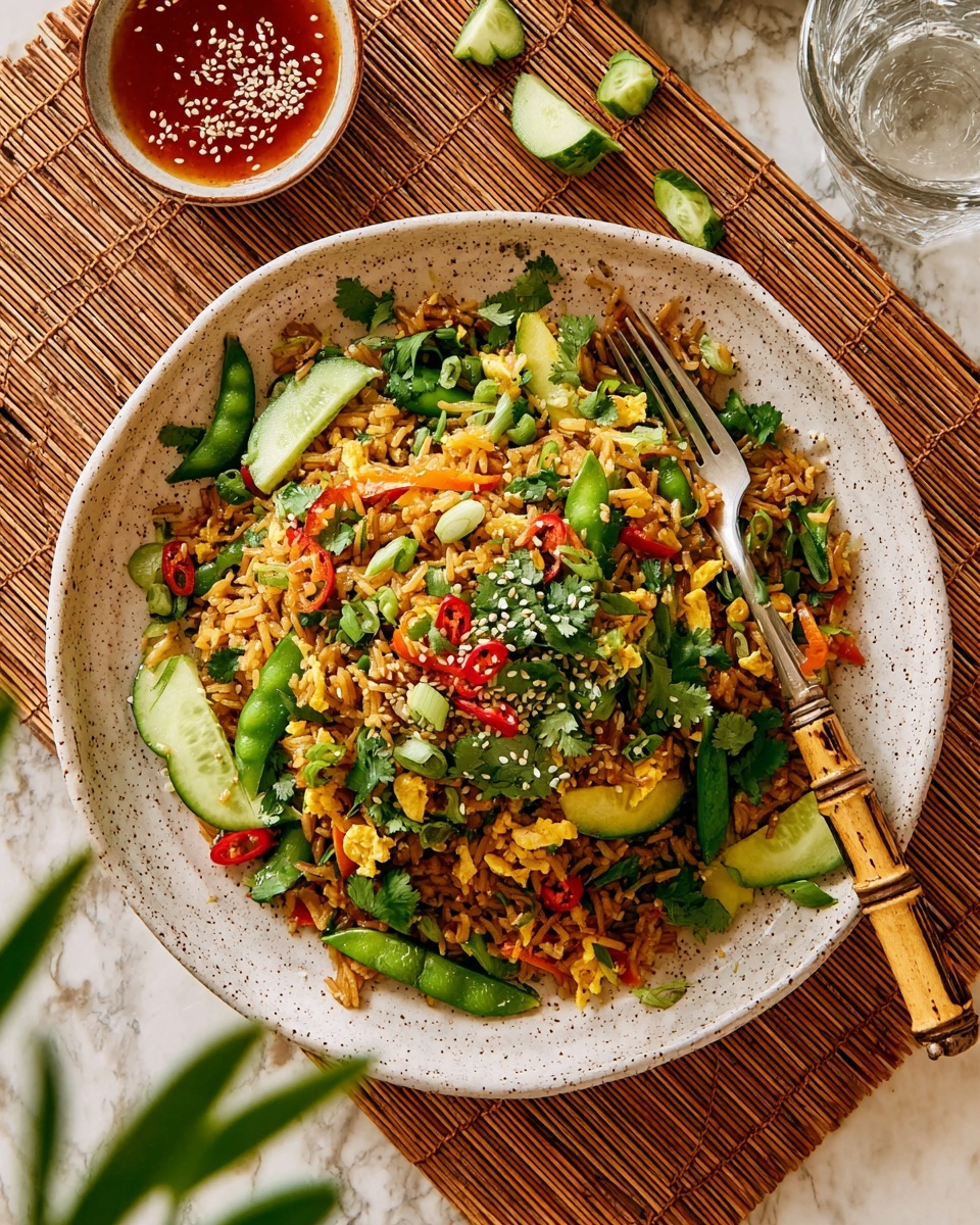 Crispy Rice Salad with Fresh Veggies and Lime-Tamarind Dressing Recipe - Recipe Image