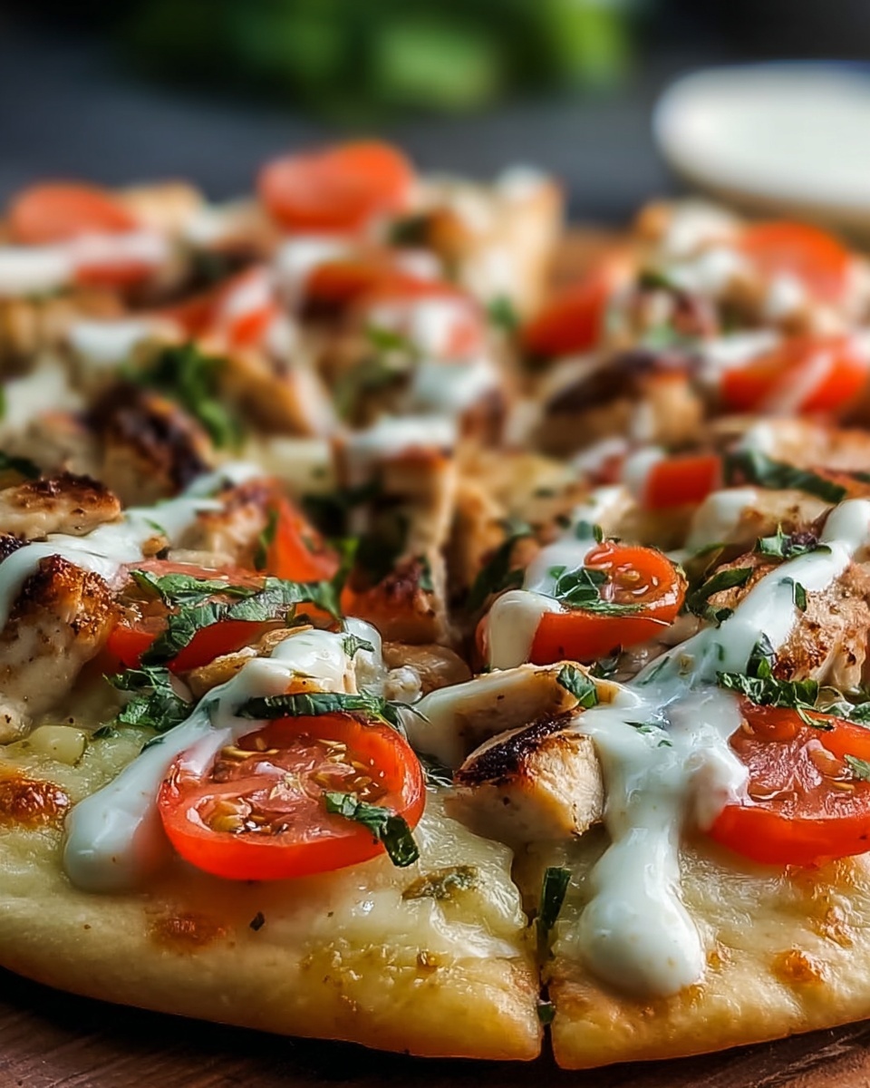 Mediterranean Tzatziki Chicken Naan Pizza Recipe - Recipe Image