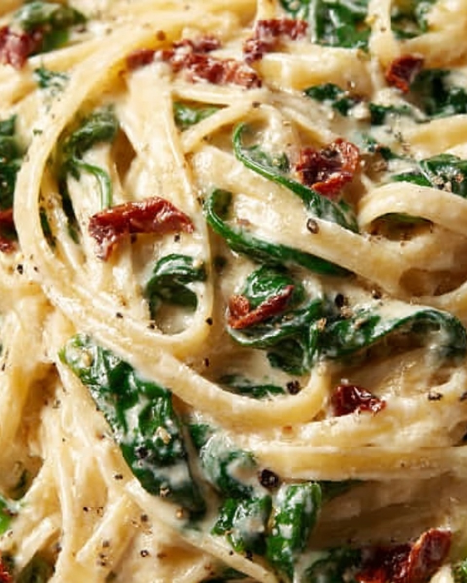 Linguine with Spinach and Sun-Dried Tomato Cream Sauce Recipe - Recipe Image