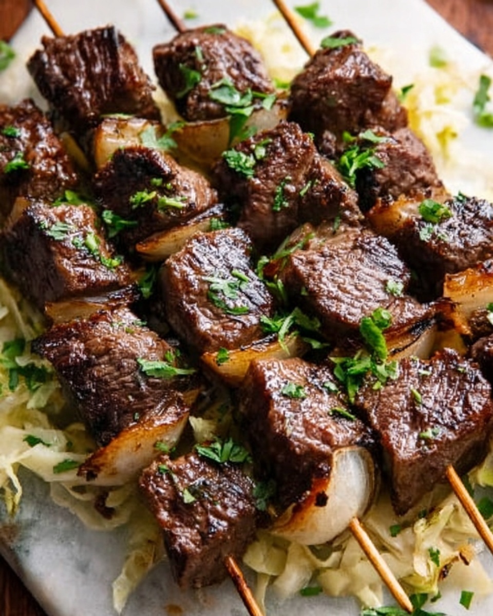 Reuben Steak Skewers with Sauerkraut and Russian Dressing Recipe - Recipe Image