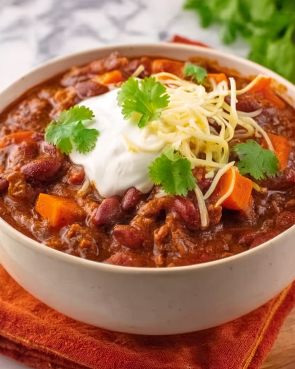 Three-Bean Sweet Potato Chili Recipe - Recipe Image
