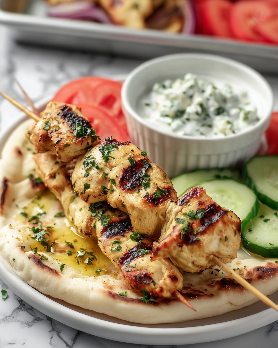Grilled Chicken Souvlaki with Tzatziki Sauce Recipe - Recipe Image