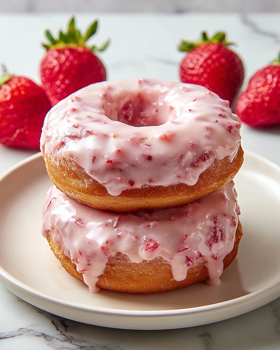 Strawberry Cake Donuts Recipe - Recipe Image