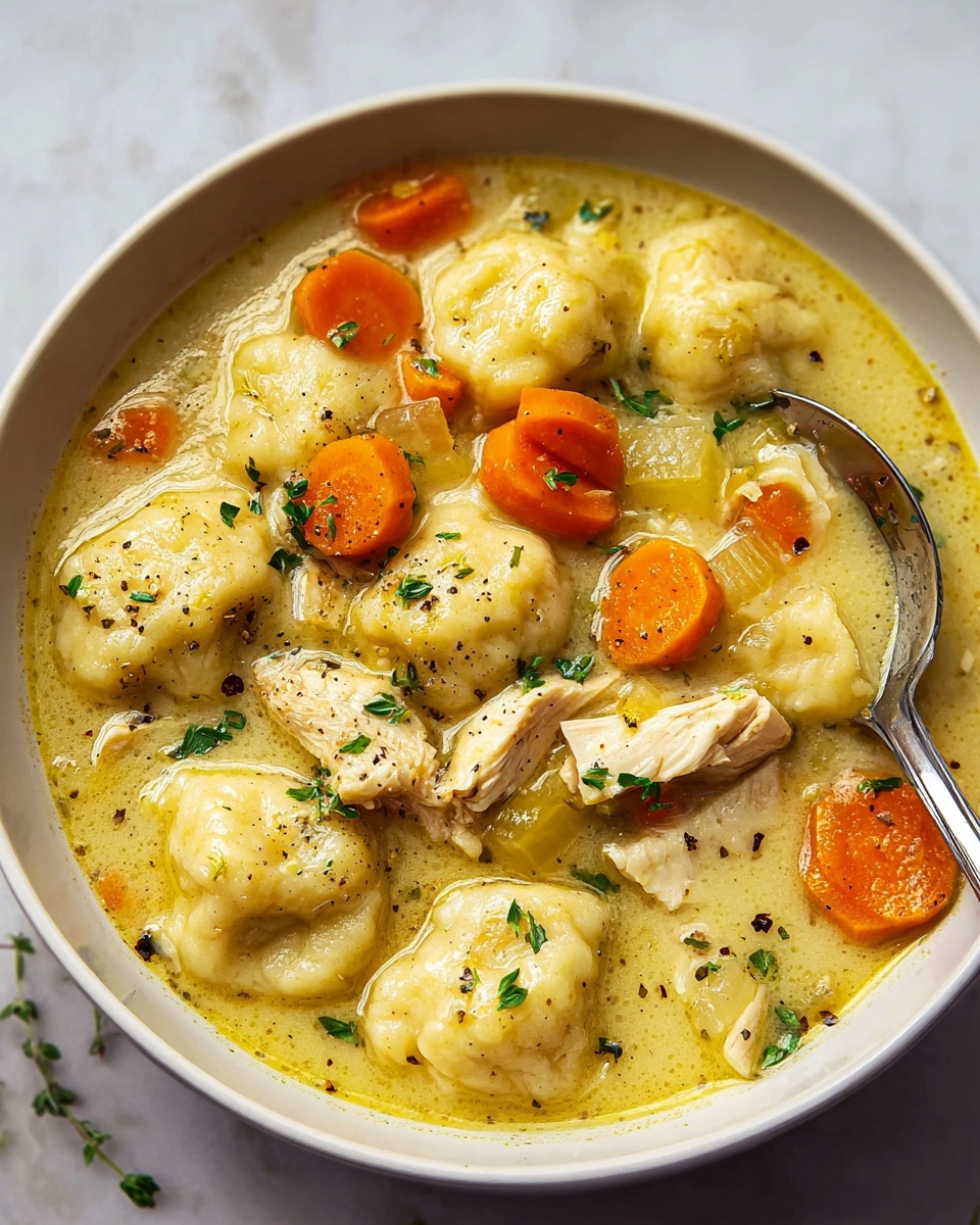 Creamy Chicken Stew and Fluffy Dumplings Recipe - Recipe Image