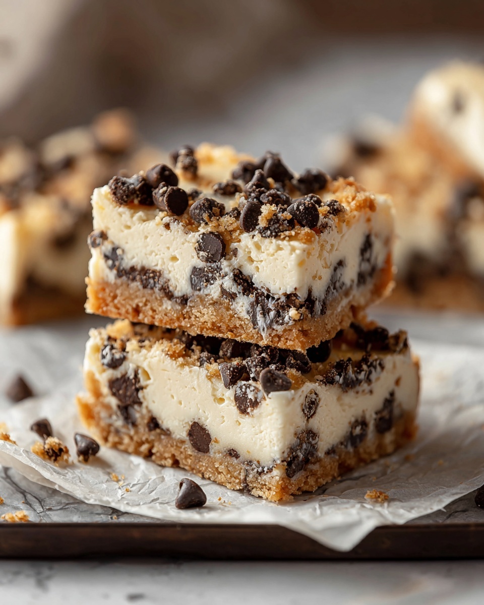 No-Bake Cookie Dough Cheesecake Bars Recipe - Recipe Image