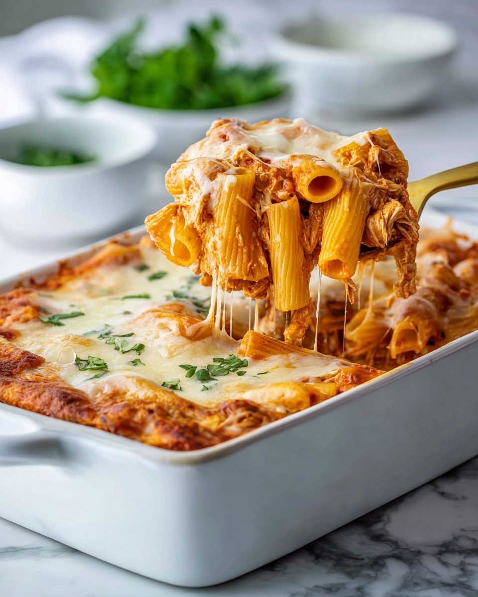 Cheesy Baked Chicken Rigatoni Pasta Recipe - Recipe Image