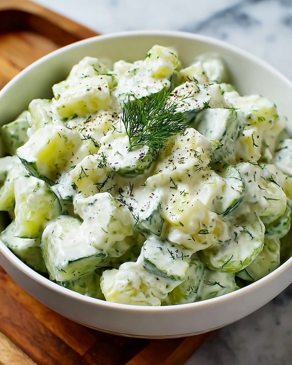Refreshing and Tangy German Cucumber Salad with a Creamy Dressing Recipe - Recipe Image