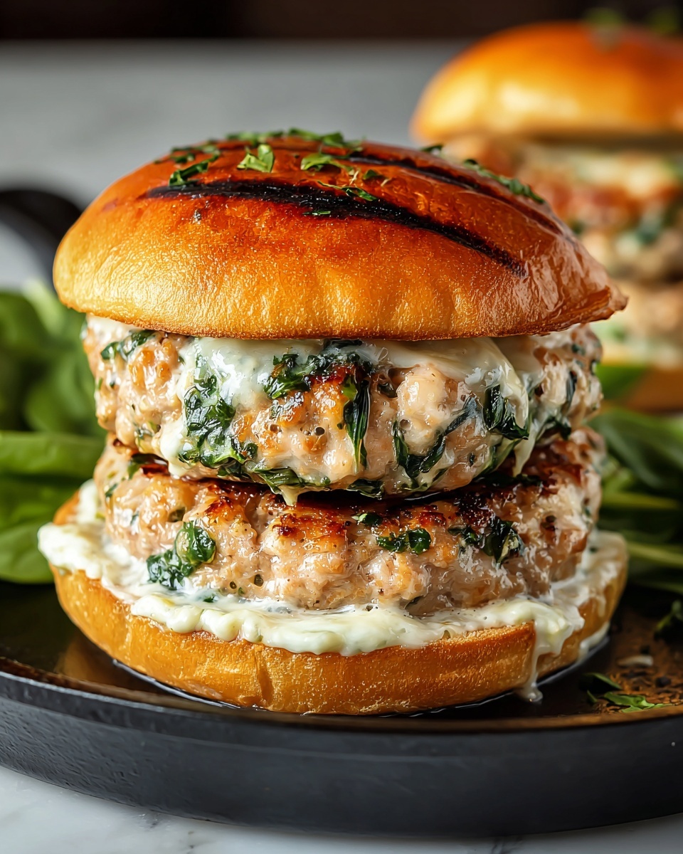 White Cheddar and Spinach Chicken Burgers Recipe - Recipe Image