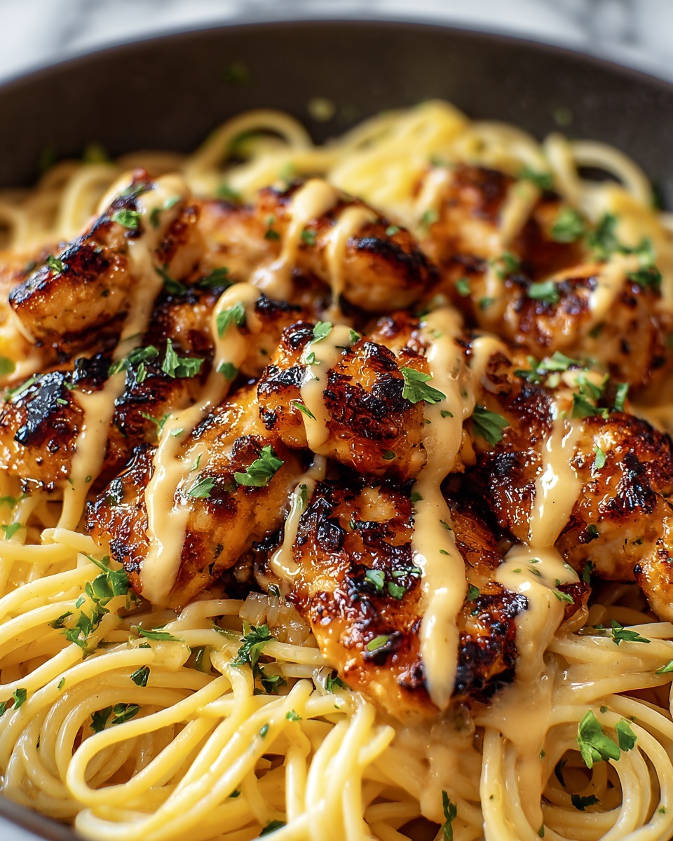 Garlic Butter Chicken Bites with Creamy Parmesan Pasta Recipe - Recipe Image