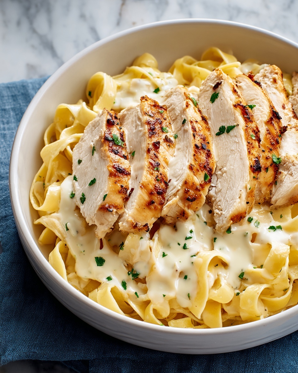 Skinny Low-Fat Chicken Fettuccine Alfredo Recipe - Recipe Image