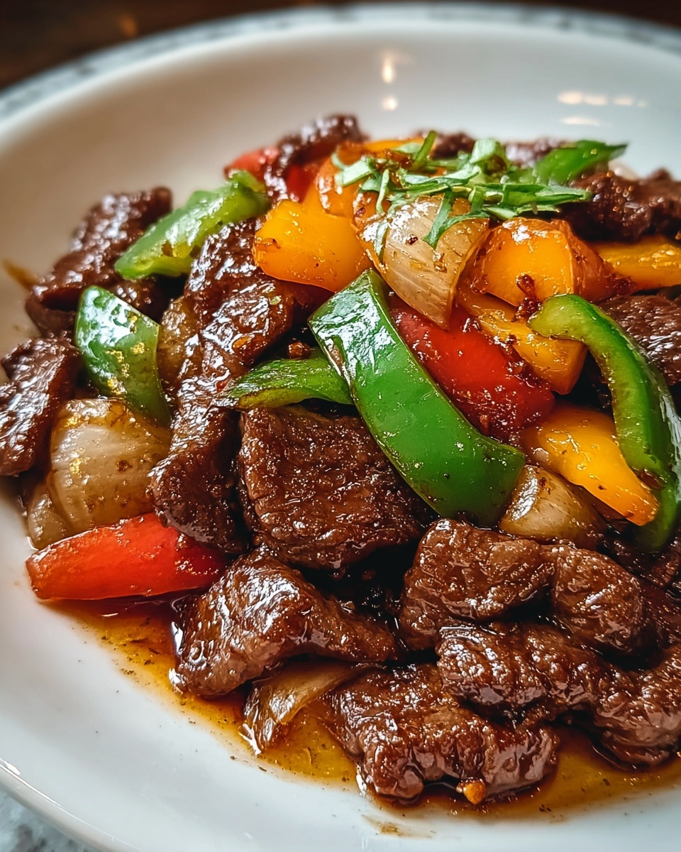 Stir-Fried Pepper Steak with Bell Peppers and Onions Recipe - Recipe Image