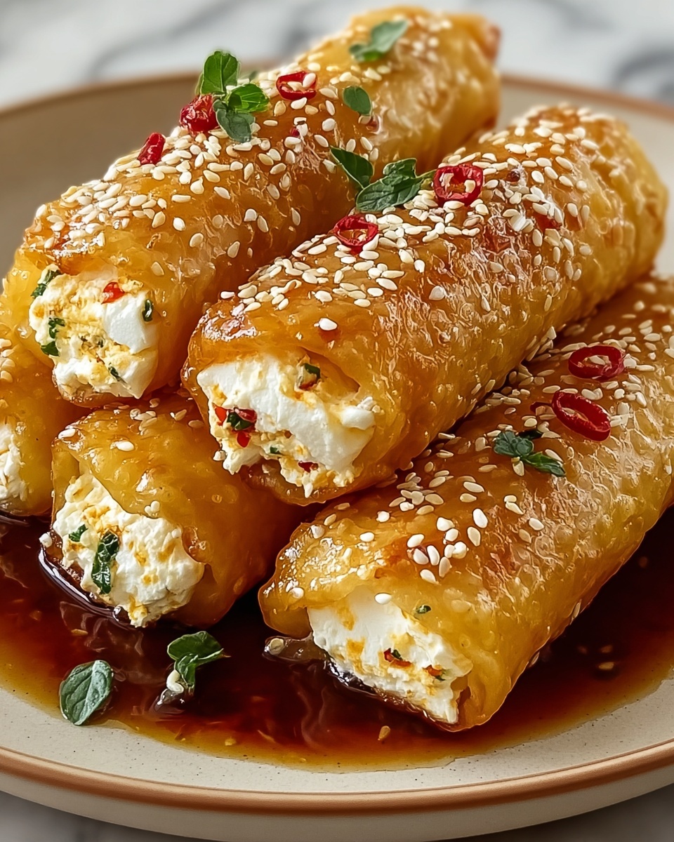 Oven Fried Feta Rolls with Chili Honey Recipe - Recipe Image