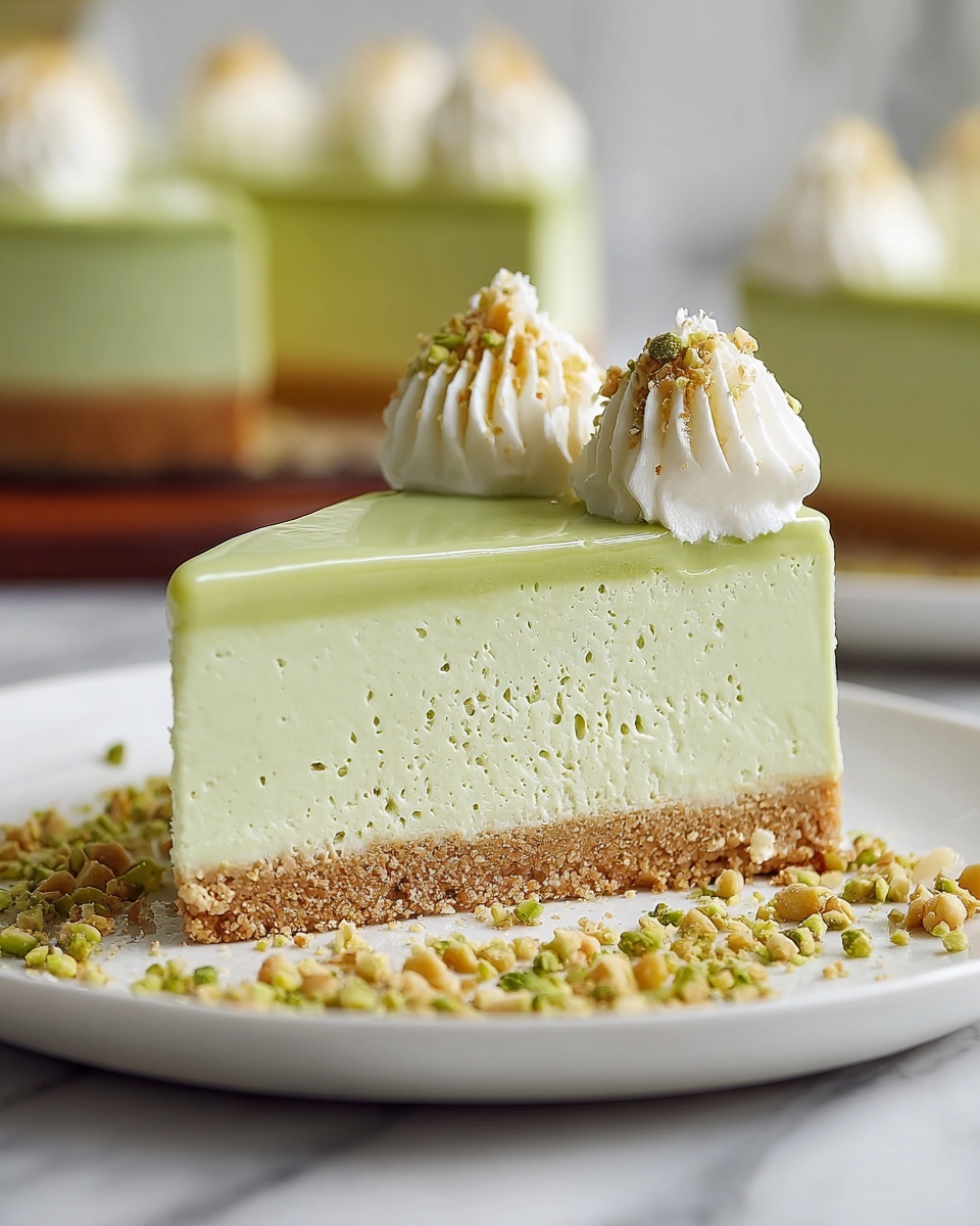 Creamy Pistachio Cheesecake with Chopped Pistachio Topping Recipe - Recipe Image