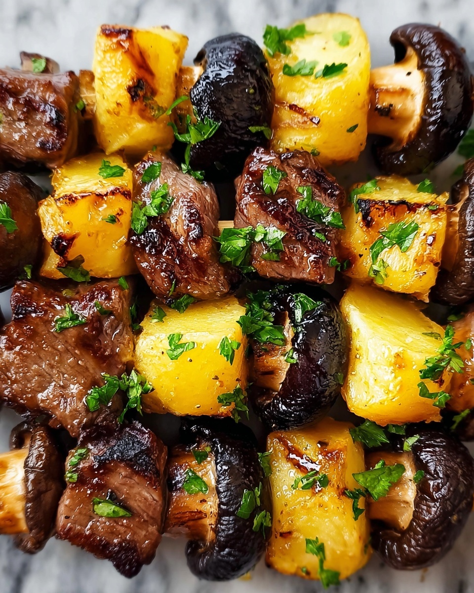 Grilled Steak, Potato, and Mushroom Kabobs Recipe - Recipe Image