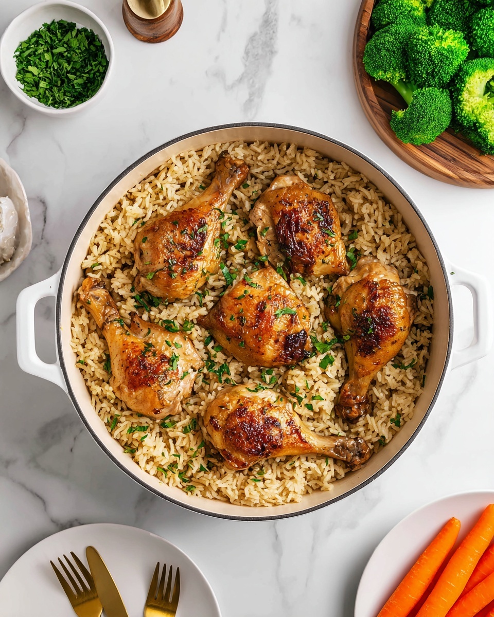 One Pot Chicken Thighs and Rice Recipe - Recipe Image