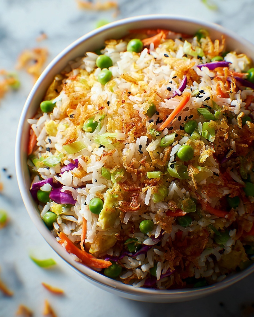 Crispy Rice Salad with Fresh Vegetables and Lime-Drenched Dressing Recipe - Recipe Image