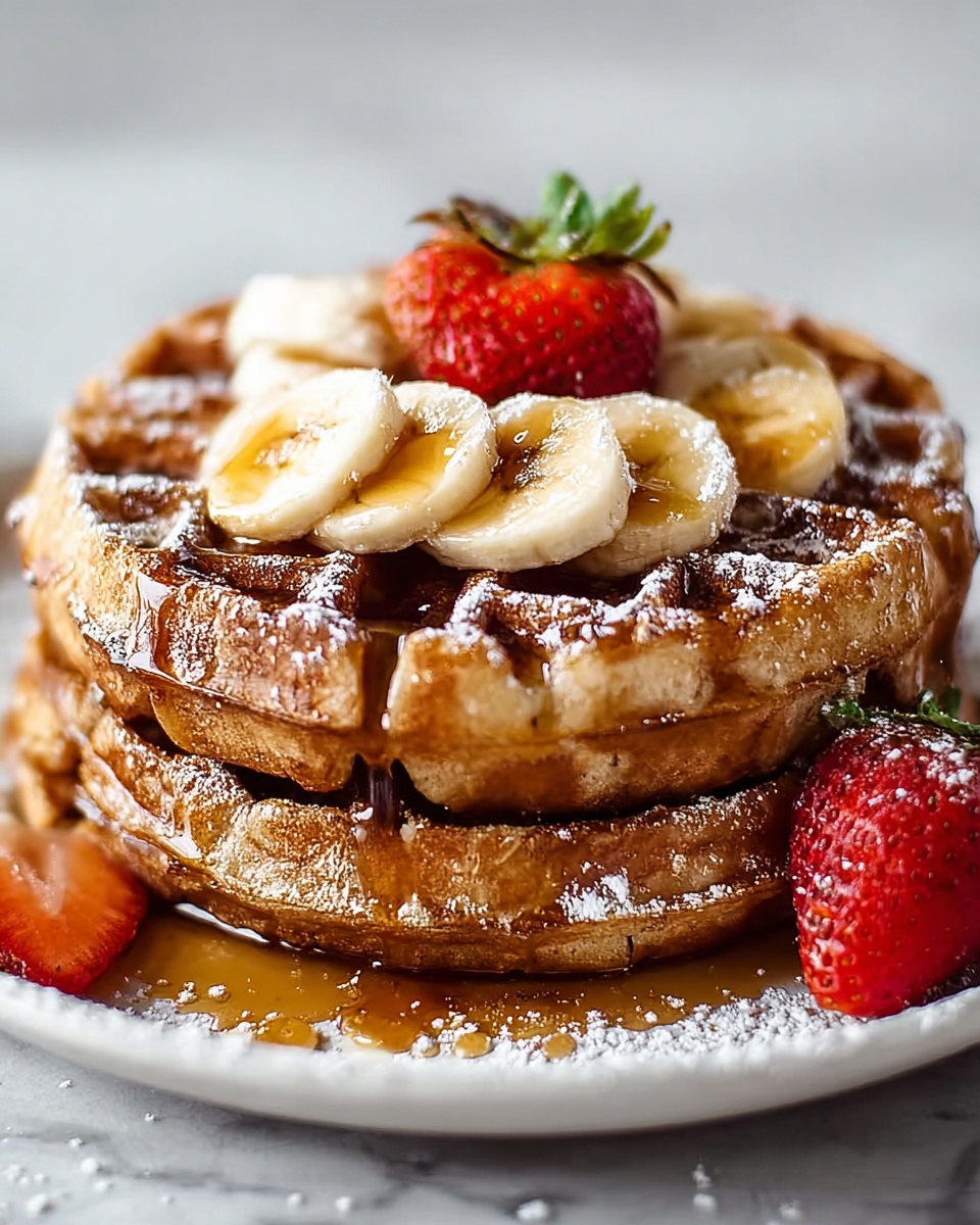 Caramelized Coconut Banana Bread Waffle French Toast Recipe - Recipe Image
