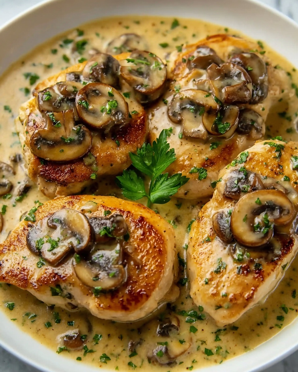 Creamy Garlic Mushroom Chicken Thighs Recipe - Recipe Image