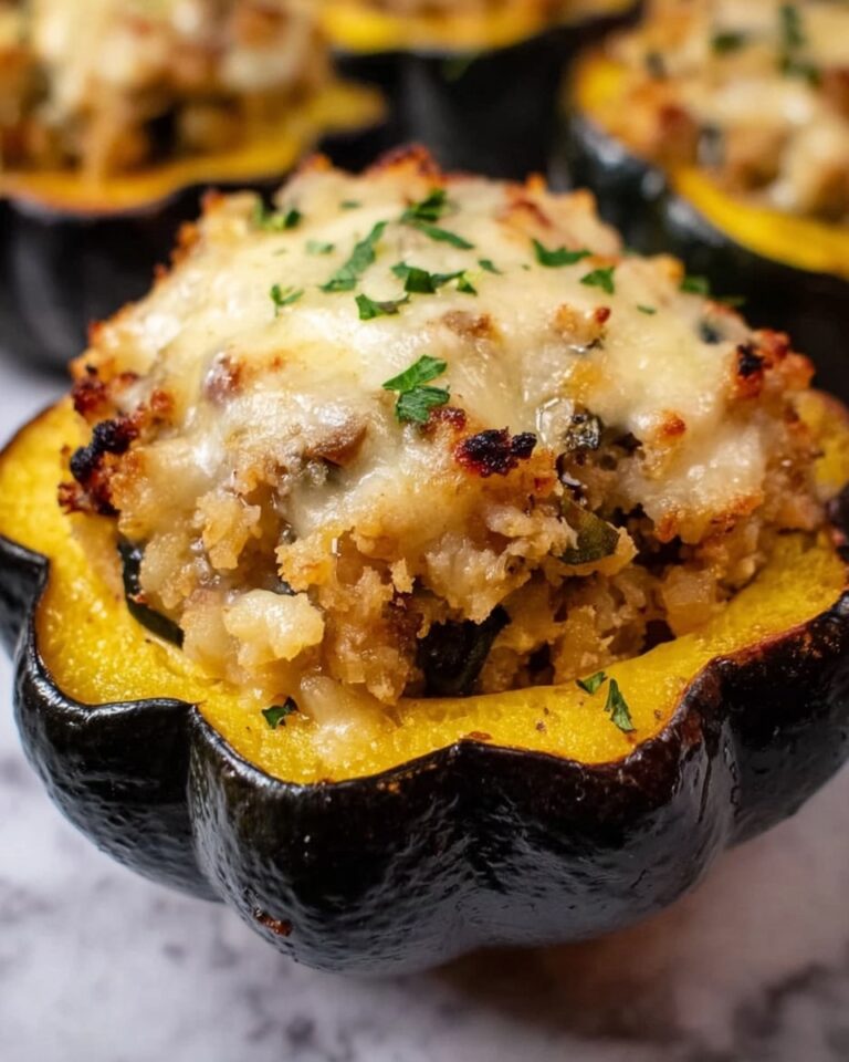 Stuffed Acorn Squash with Sausage, Apples, Cranberries, and Nuts Recipe