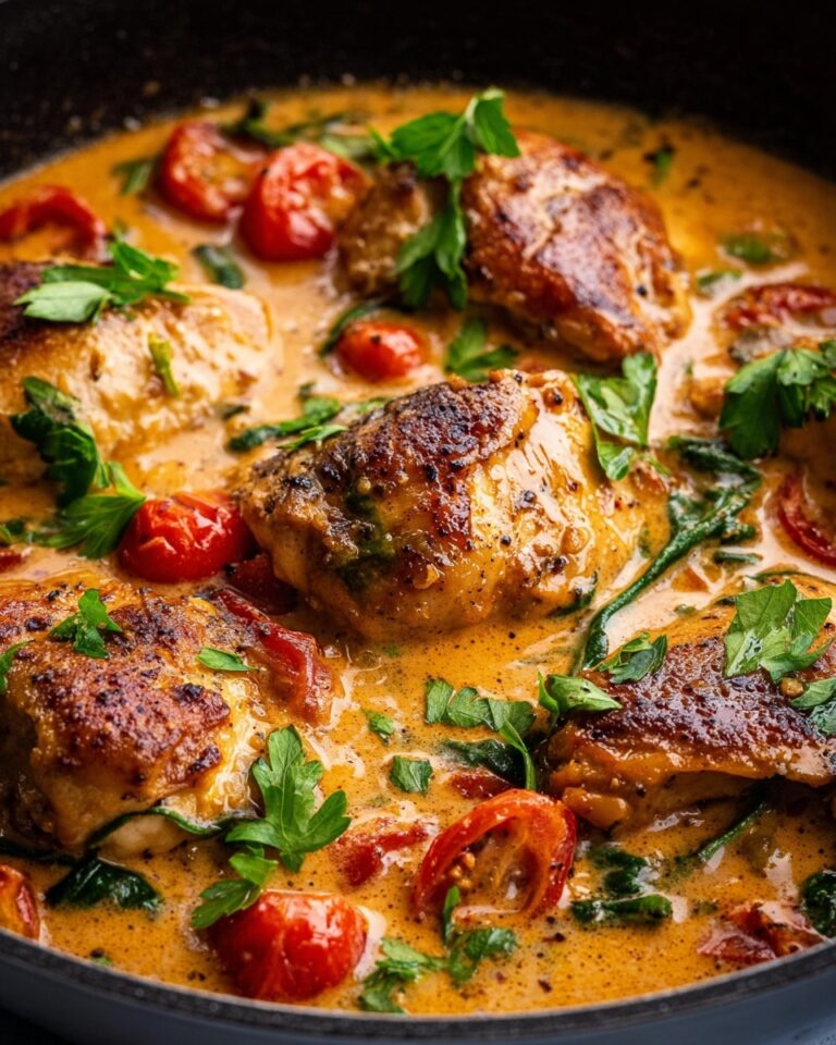 Creamy Chicken Coconut Curry with Tomatoes and Spinach Recipe