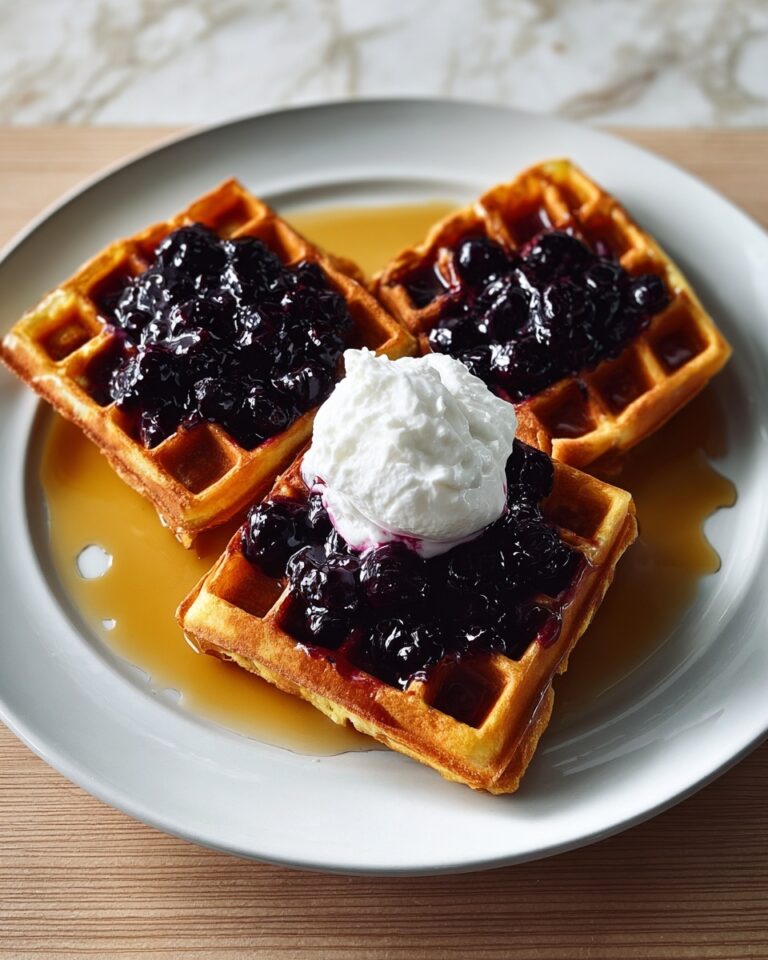 Waffles with Blueberry Compote and Lemon Ricotta Cream Recipe