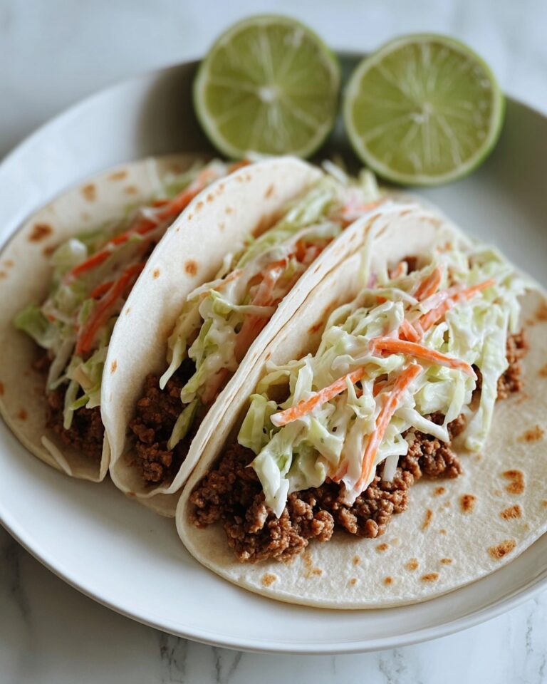 Beef Tacos with Peach Vinegar Slaw Recipe