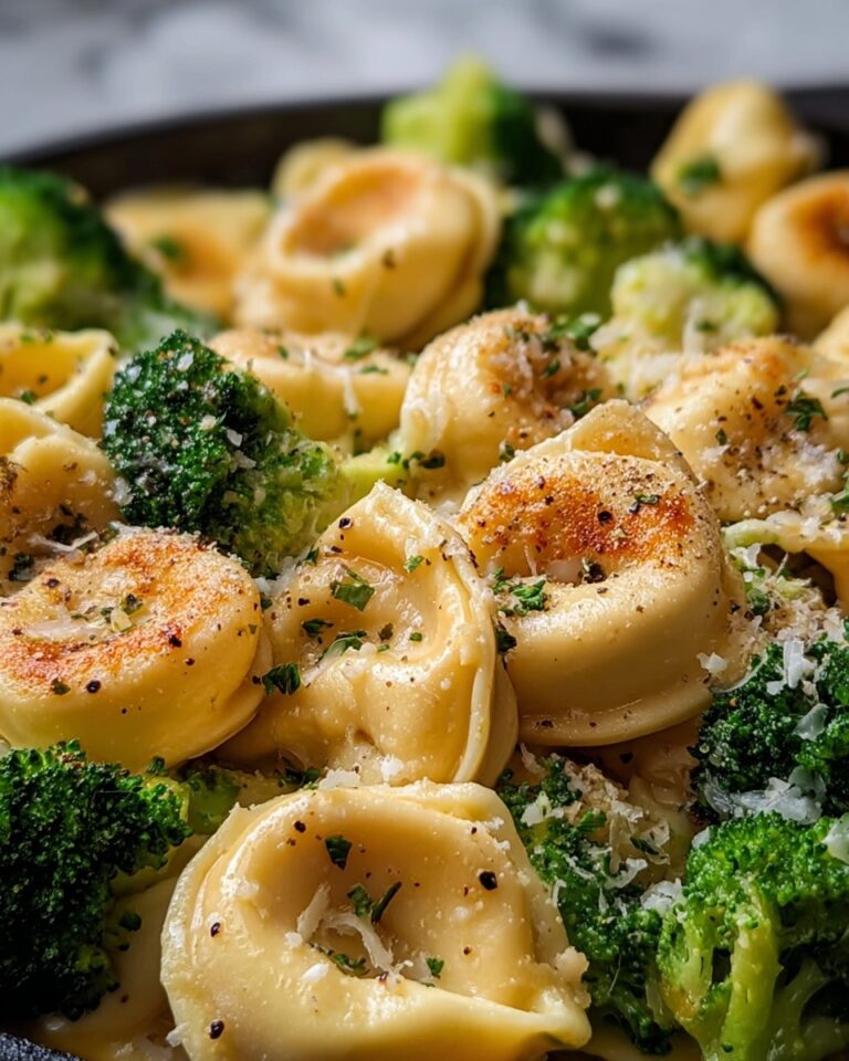 Garlic Parmesan Tortellini Skillet with Tender Chicken & Crisp Broccoli Recipe