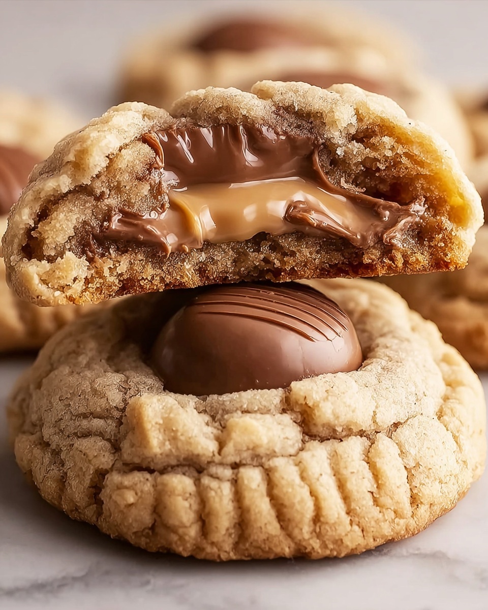 Peanut Butter Cookies Stuffed with Chocolate Cups Bliss Recipe - Recipe Image