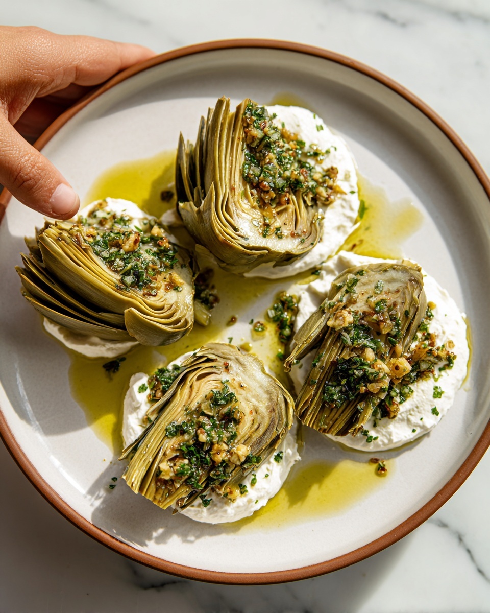Artichokes on Whipped Ricotta with Herb Gremolata Recipe - Recipe Image