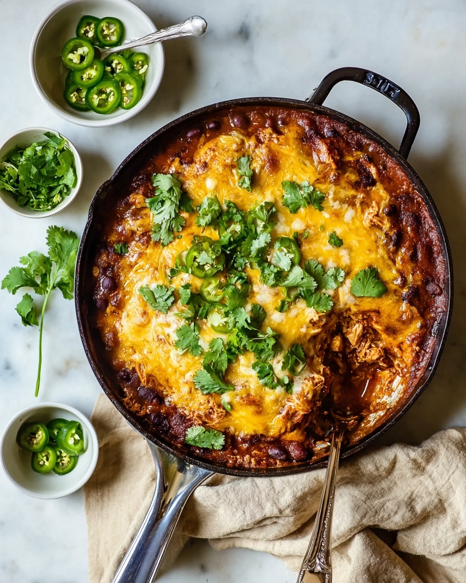 Skillet Chipotle Chicken Enchilada Bake Recipe - Recipe Image