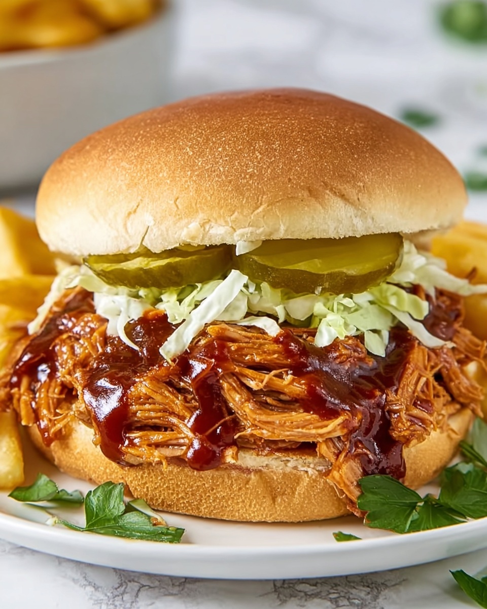 Savory Shredded BBQ Chicken Burgers Made From Scratch Recipe - Recipe Image