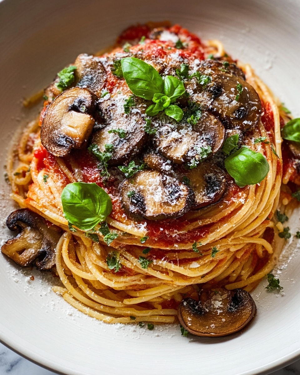 Creamy Roasted Red Pepper Pasta with Mushrooms Recipe - Recipe Image