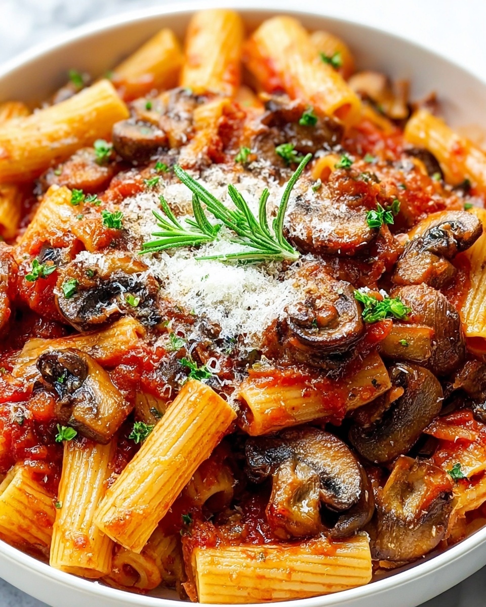 Savory Rigatoni with Mushrooms, Rosemary, and Parmesan Recipe - Recipe Image
