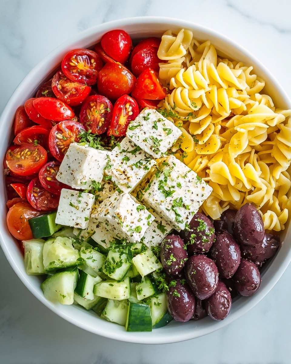 Fresh Greek Pasta Salad Recipe - Recipe Image