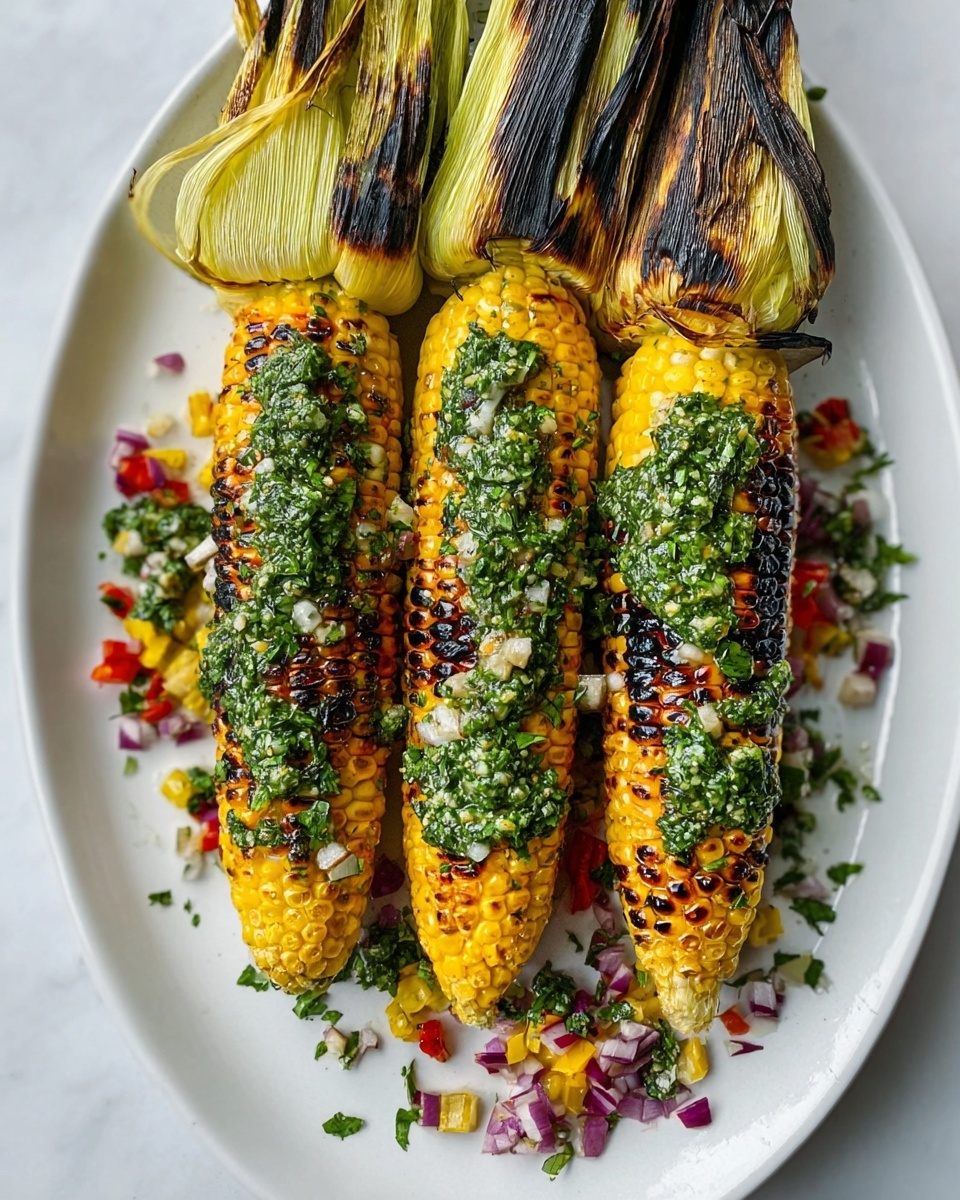 Savory Chimichurri Grilled Corn on the Cob Recipe - Recipe Image