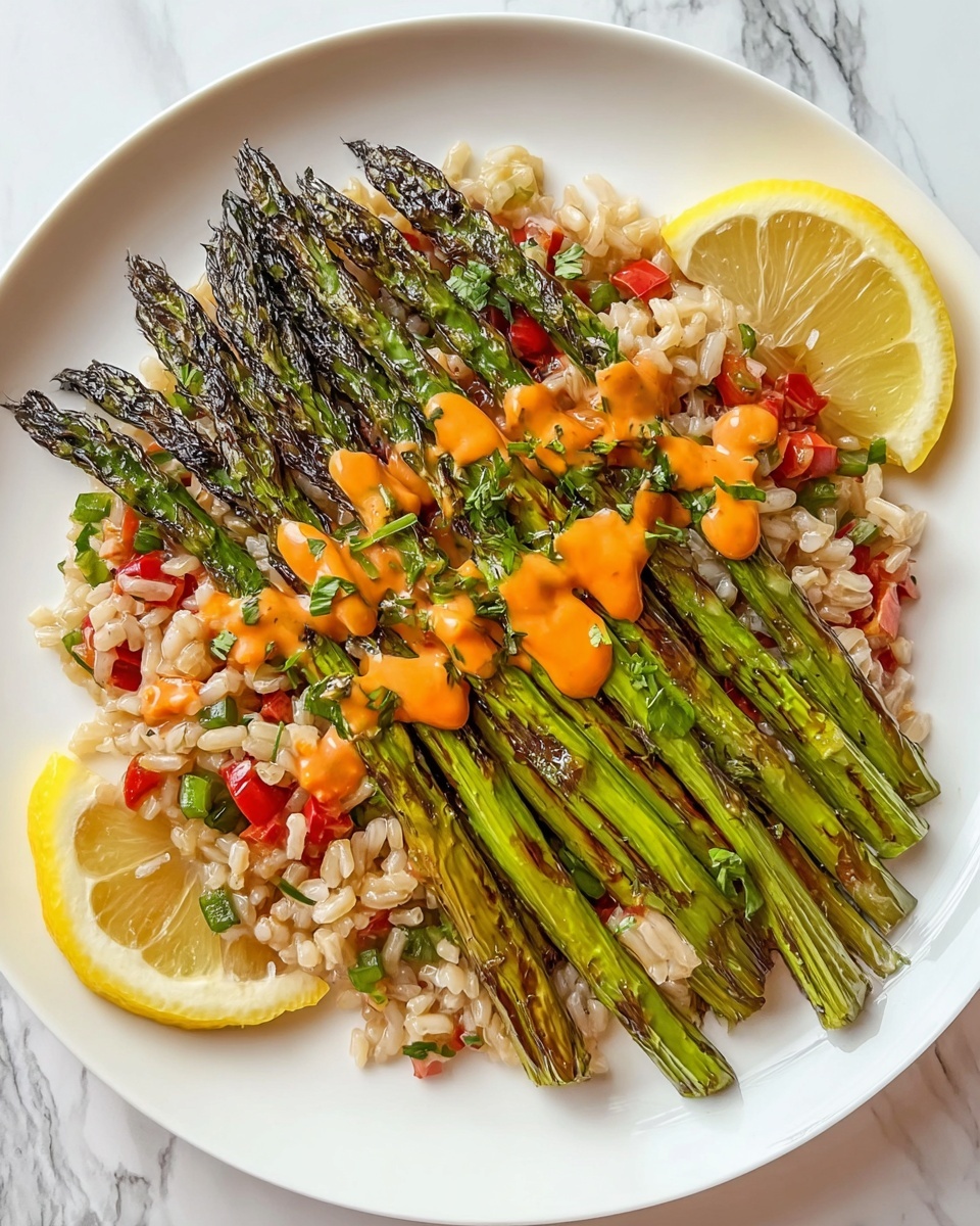 Charred Asparagus with Fresh Preserved Lemon Dressing Recipe - Recipe Image